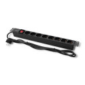 Power strip for RACK 1U 16A, PDU, 8xSCHUKO, 2m