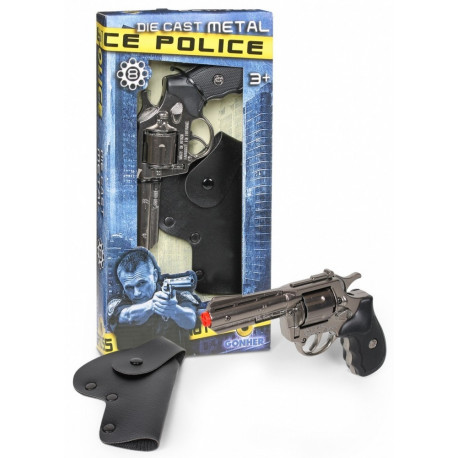 Gonher Die-Cast Metal Police Revolver with Holster
Product Description: