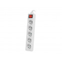 Power strip 1.5m, white, 5 sockets, with switch, cable made of solid copper