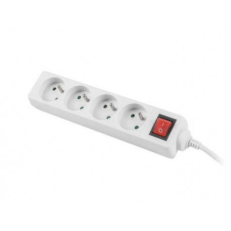 Power strip 1.5m, white, 4 sockets, with switch, cable made of solid copper