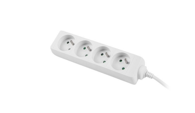 Power strip 1.5m, white, 4 sockets, cable made of solid copper
