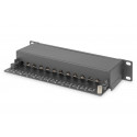 Patch panel 10 "12 ports, CAT6, S / FTP, 1U, cable support, black (complete)