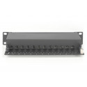 Patch panel 10 "12 ports, CAT6, S / FTP, 1U, cable support, black (complete)