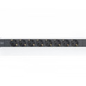 Power strip PDU 19 ", 1U, 8 sockets, power: 16A, 4000W, aluminum, 2m