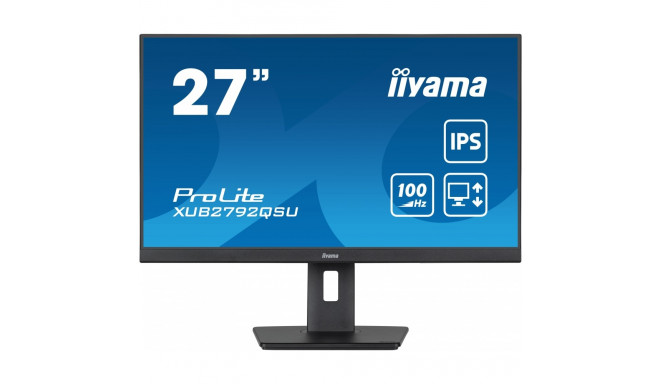 "68,5cm/27"" (2560x1440) Iiyama ProLite XUB2792QSU-B6 16:9 WQHD IPS 100Hz 0,4ms HDMI DP USB Pivot Sp