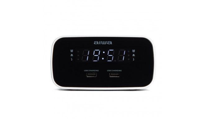 Alarm Clock Radio with 2xUSB Charging Ports, Black