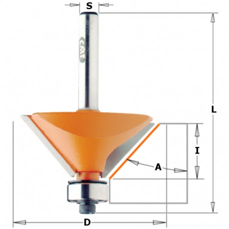 CHAMFER BIT W/BRNG HW S=8 D=19X11,5X55