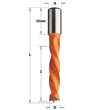 DOWEL DRILL FOR BLIND HOLES HW S=10x20 D=4,76x43x70 LH