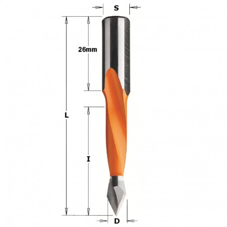 DOWEL DRILL FOR THROUGH HOLES HW S=10x26 D=8,2x35x70 LH