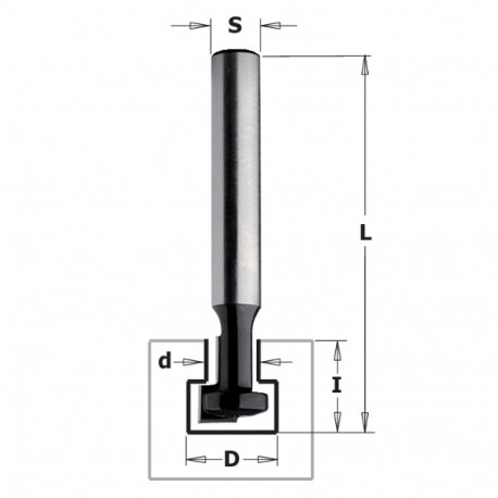 KEYHOLE BIT HW Z1 S=8 D=4.76x6.35/9.5x4.76 L=48 RH