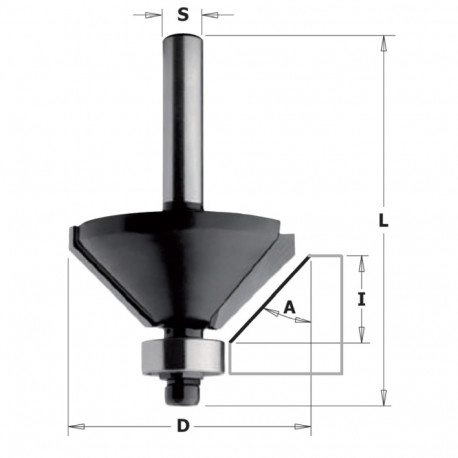 HW CHAMFER BIT W/BRNG Z2 S=8 D=35x15x56 RH