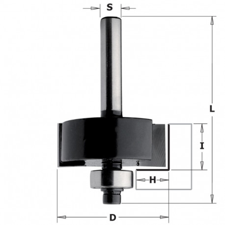 RABBETING BIT W/BRNG HW Z2 S=8 D=31.8x12.7x54 H=9.5 RH