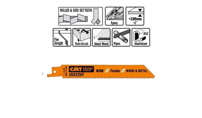 5 SABRE SAW BLADES FOR WOOD/METALS (BIM) 150x1,8-2,6x10-14TPI