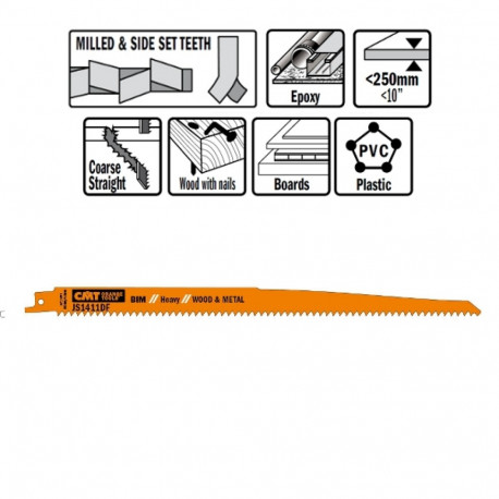 5 SABRE SAW BLADES FOR WOOD/METALS (BIM) 300x4,3x6TPI