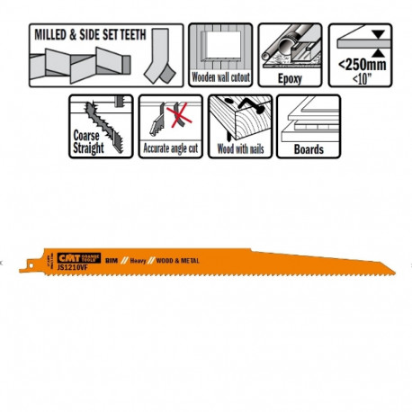 Tiigersae lehed 5 tk, puit/metall (bim) 300x3.2-5x5-8 TPI