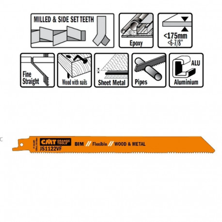Tiigersae lehed 5 tk, puit/metall (bim) 225x1.8-2.6x10-14 TPI