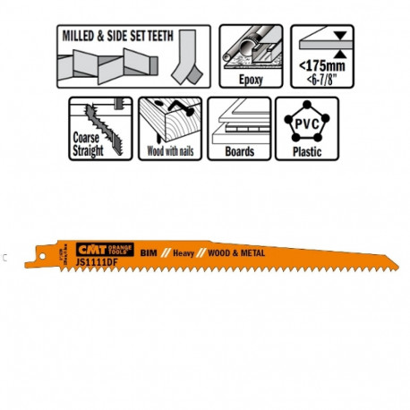 5 SABRE SAW BLADES FOR WOOD/METALS (BIM) 225x4,3x6TPI