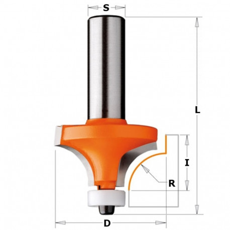 ROUNDOVER BIT FOR CORIAN HW S=12 D=19.05 R=3.2
