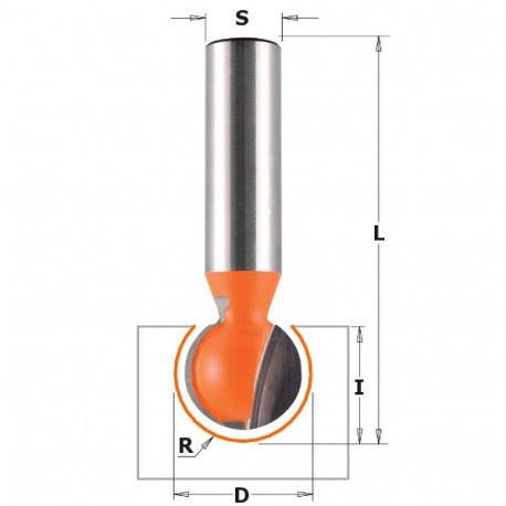HM BALL END BIT S=8 D=12,7X11X57,2 R=6,35