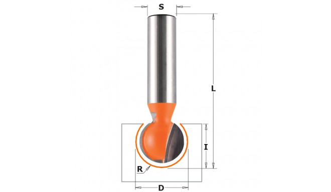 HW BALL END BIT S=8 D=12,7X11X57,2 R=6,35