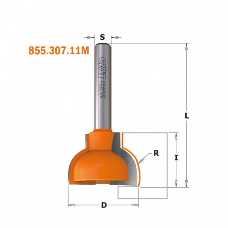 HW OVOLO SASH ROUTER BIT (M) S=8 D=25X19 R=10