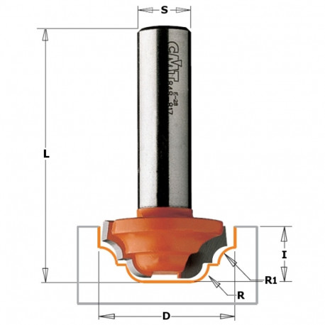 HW DECORATIVE OGEE BIT S=12 D=35X15 R=6,5/10 RH