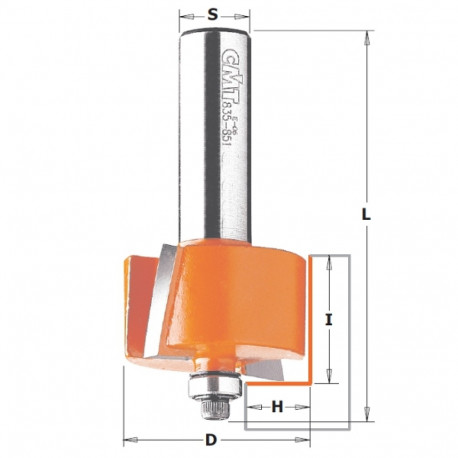 RABBETING BIT W/BRNG HW S=8 D=34,9X12,7