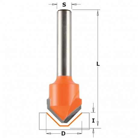 HM V-GROOVING BIT 90° S=8 D=18X7,4X60 RH FOR ALUCOBOND®