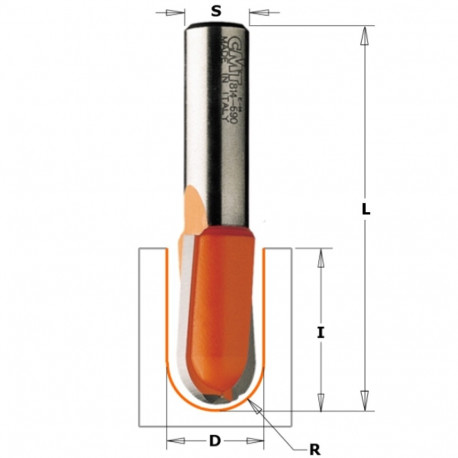 ROUND NOSE BIT SOLID HW S=8 D=6X12,7