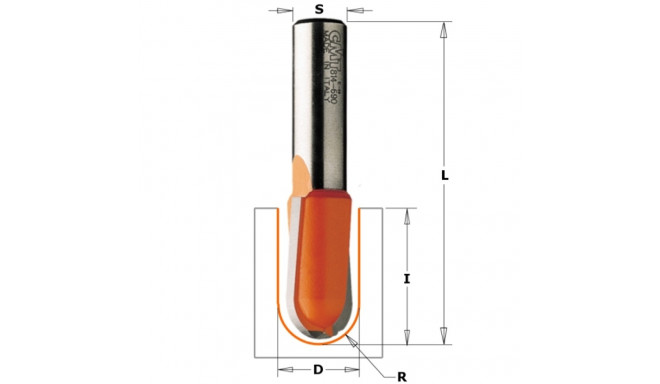ROUND NOSE BIT SOLID HW S=8 D=3,2X9,5