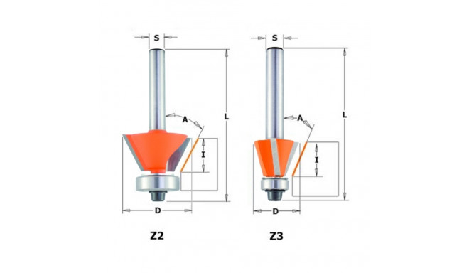 BEVEL TRIM AND CHAMFER BIT S=8 D=26X8,5