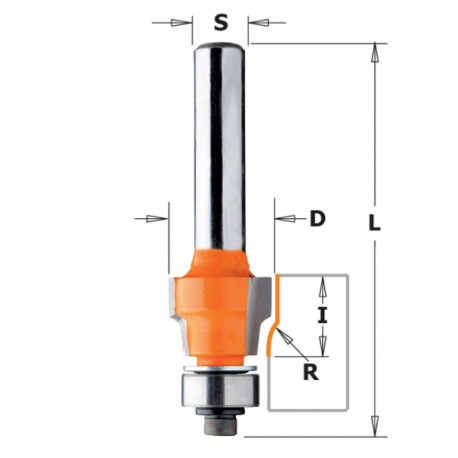 HW FLUSH TRIM ROUTER BIT S=8 D=12.7X9.52 R1.5