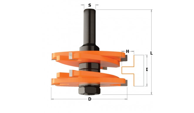 HW TENON CUTTING ROUTER BIT S=12 D=75X31,7