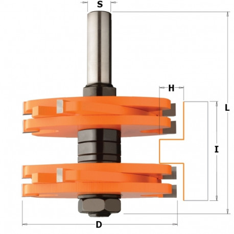 Tongue and groove router bit S=12 D=75x44.5