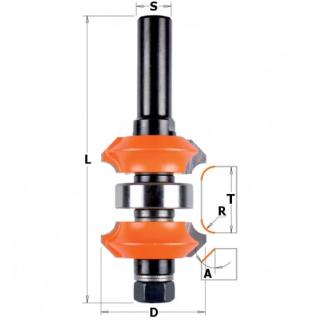 HW ADJUSTABLE ROUNDOVER/BEVEL BIT Z2 S=12 D=38x31,75 RH