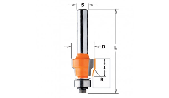 HW FLUSH TRIM ROUTER BIT W/BRNG S=6.35 D=12.7X9.52 R1.5