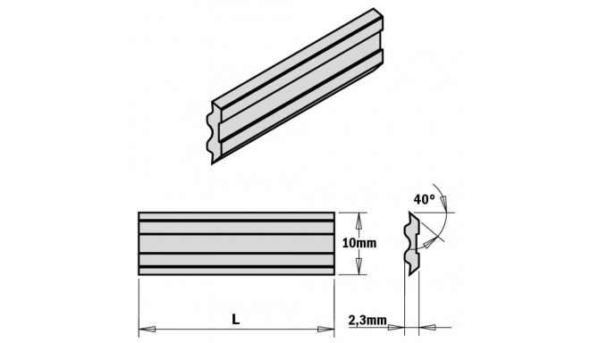 2-PIECE HPS PLANER AND JOINTER KNIFE SET FOR ´´TERSA´´ SYSTEMS 260X10X2,3