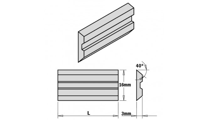 2-PIECE HPS PLANER AND JOINTER KNIFE SET FOR ´´CENTROLOCK´´ SYST. 180X16X3