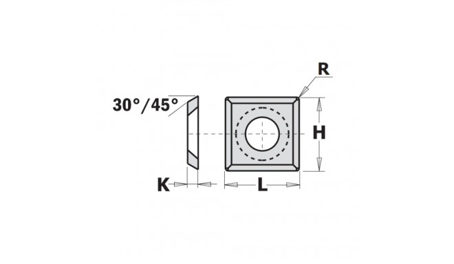 HW-HC REVERSIBLE KNIFE STRAIGHT W/ROUND (4/30°) 14X14X2