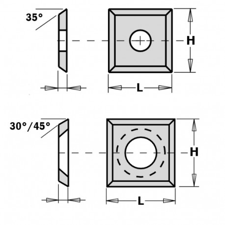 HW-HC REVERSIBLE KNIFE STRAIGHT (4/30°) 14X14X1.2mm