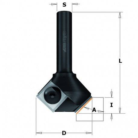 HW CHAMFER ROUTER BIT W/KNIFE Z2 S=6 D=29X8X52 45° RH
