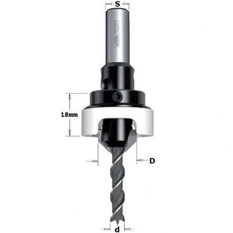 DRILL BIT W/ 45° COUNTERSINK SET HW Z2 S=10 D=6/16 RH