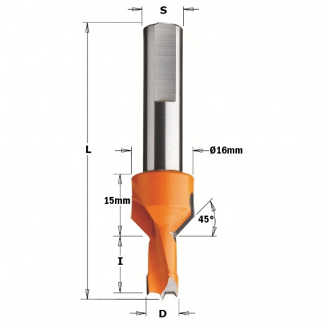 HW DOWEL DRILL W/COUNT.SINK D=10X13X70 S=10X40 LH