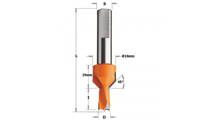 DOWEL DRILL W/C.SINK HW D=10X12X70 S10X25 LH