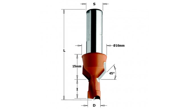 HW DOWEL DRILL W/COUNT.SINK D=10X13X57.5 S=10X27 LH