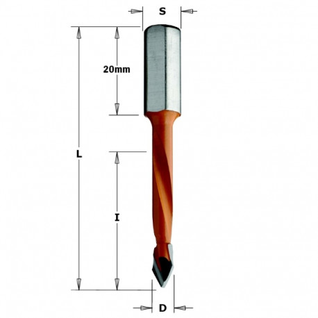 Tüüblipuur, läbiv HM D=8x30x56 S= 8x20 RH