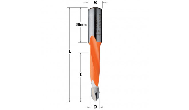HW DOWEL DRILL FOR THROUGH HOLES S=10X26 D=6X35X70 LH