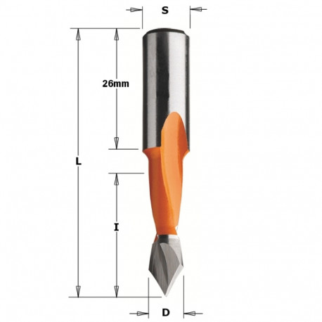 THROUGH HOLE DOWEL DRILL HW S=10X26 D=5X27X57.5 LH