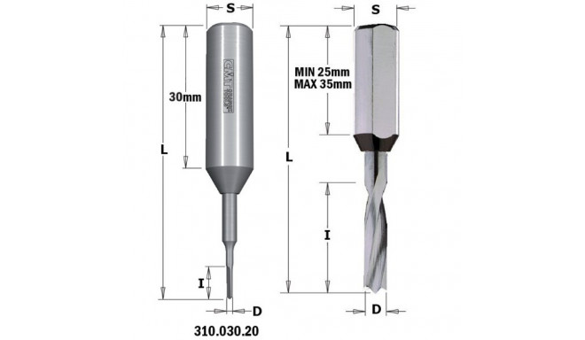 Tüüblipuur HM D=8x22x57.5 S=10x27 LH