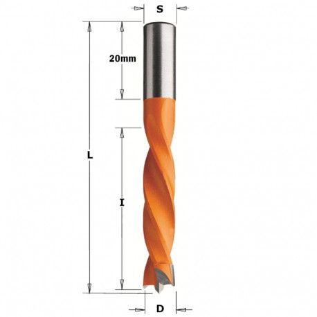 DOWEL DRILL HW S=8X20 D= 6 X40X67 RH
